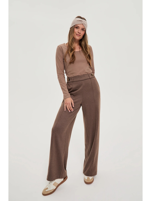 Moodo Кафяви панталони с широки крачоли Moodo