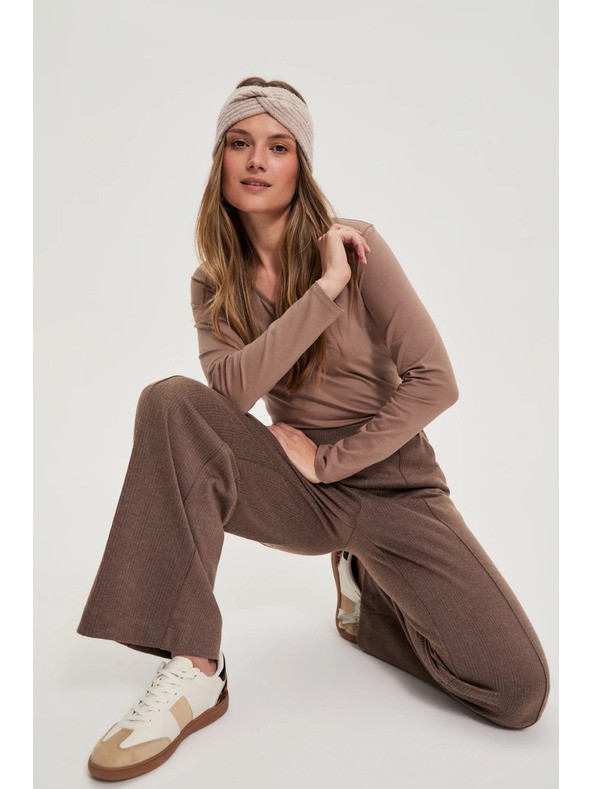 Moodo Кафяви панталони с широки крачоли Moodo