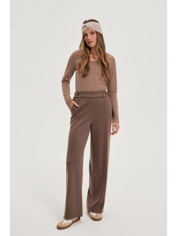 Moodo Кафяви панталони с широки крачоли Moodo