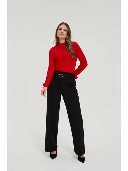 Moodo Черни панталони със структура и колан Moodo