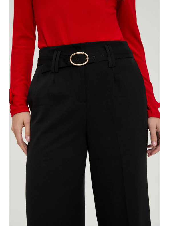 Moodo Черни панталони със структура и колан Moodo