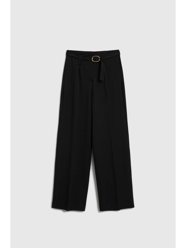 Moodo Черни панталони със структура и колан Moodo