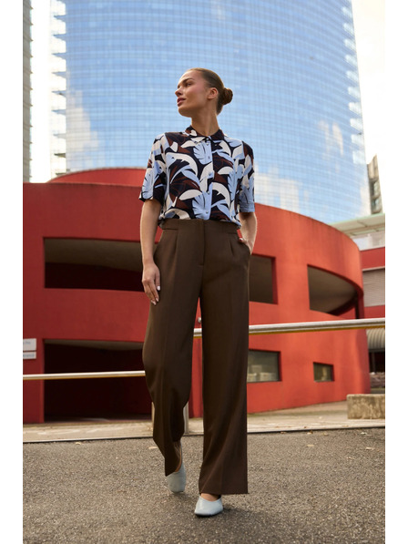 Moodo Кафяви панталони с широки крачоли Moodo