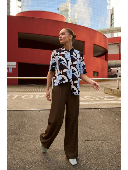 Moodo Кафяви панталони с широки крачоли Moodo