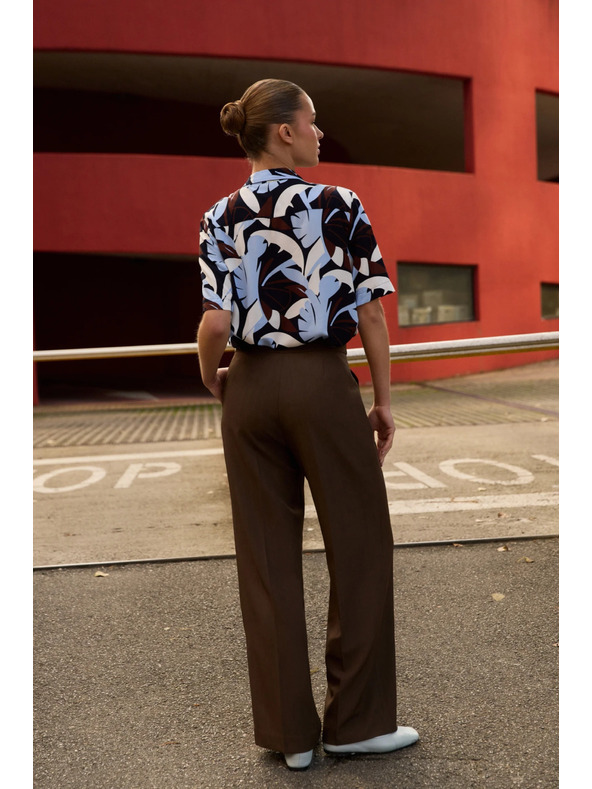 Moodo Кафяви панталони с широки крачоли Moodo