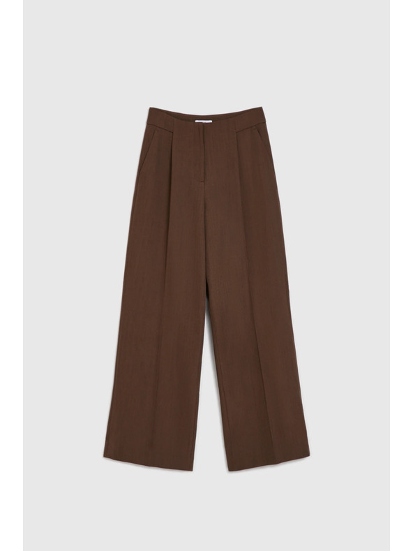 Moodo Кафяви панталони с широки крачоли Moodo