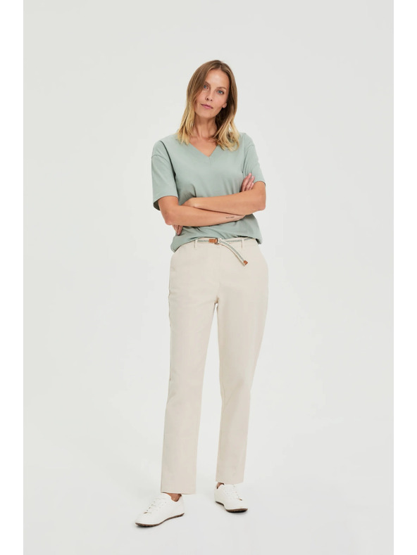 Moodo Бежови памучни панталони Moodo