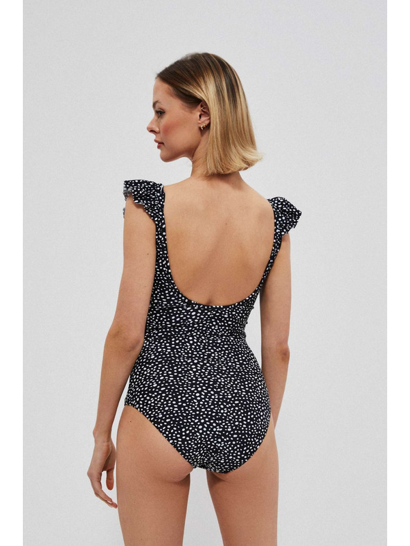 Moodo Цял бански костюм с декоративно деколте в черно Moodo