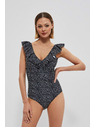 Moodo Цял бански костюм с декоративно деколте в черно Moodo
