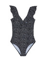 Moodo Цял бански костюм с декоративно деколте в черно Moodo