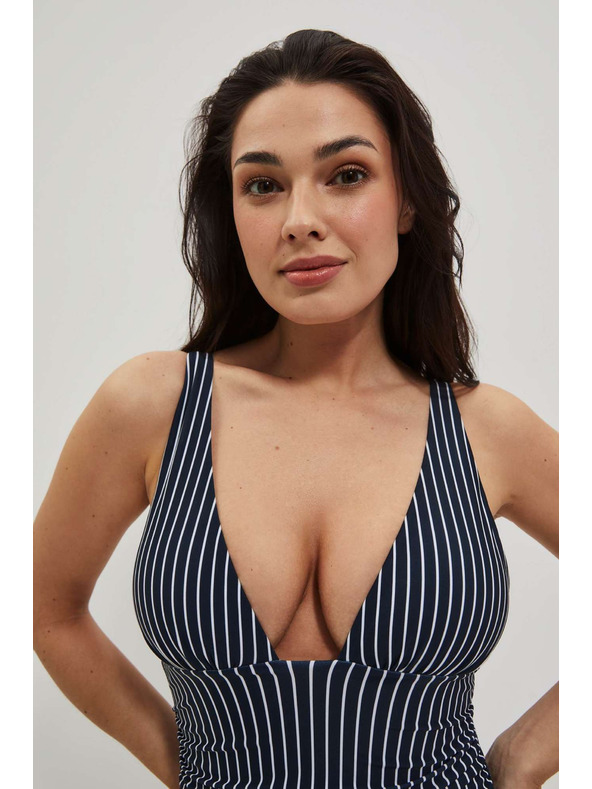 Moodo Цял бански костюм на ивици в тъмно синьо Moodo