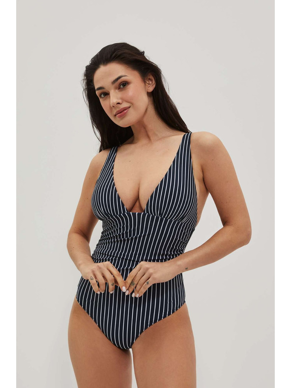 Moodo Цял бански костюм на ивици в тъмно синьо Moodo