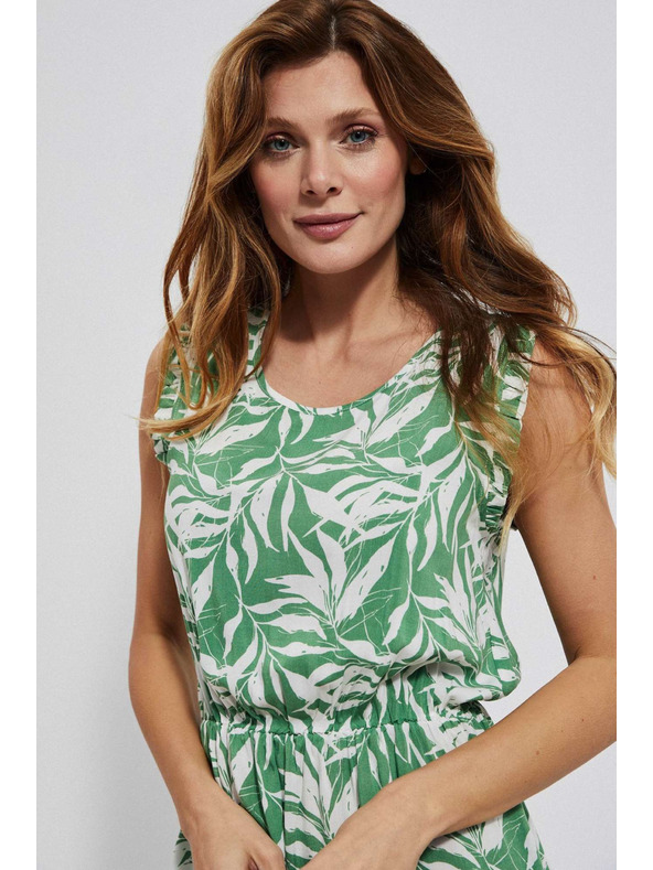 Moodo Щампосани рокли от вискоза в малахитов цвят Moodo