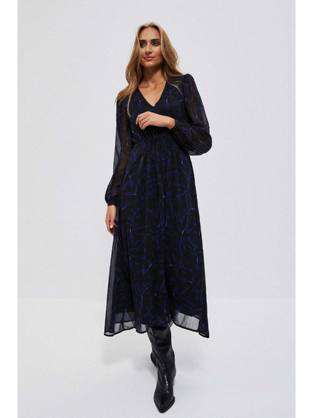 Moodo Черни миди рокли с принт и обемни ръкави Moodo