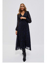 Moodo Черни миди рокли с принт и обемни ръкави Moodo