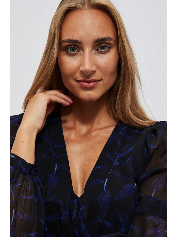 Moodo Черни миди рокли с принт и обемни ръкави Moodo