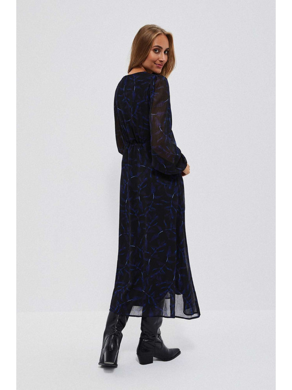 Moodo Черни миди рокли с принт и обемни ръкави Moodo