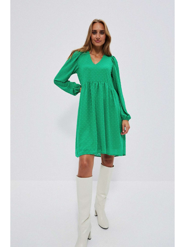 Moodo Зелени рокли с обемни ръкави Moodo