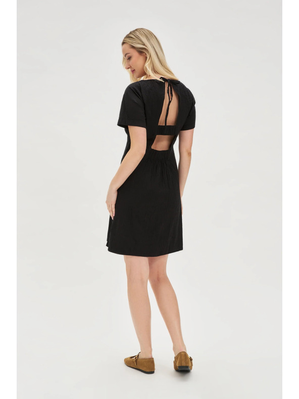 Moodo Черни памучни рокли с открит гръб Moodo