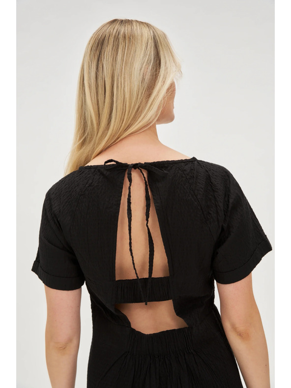 Moodo Черни памучни рокли с открит гръб Moodo