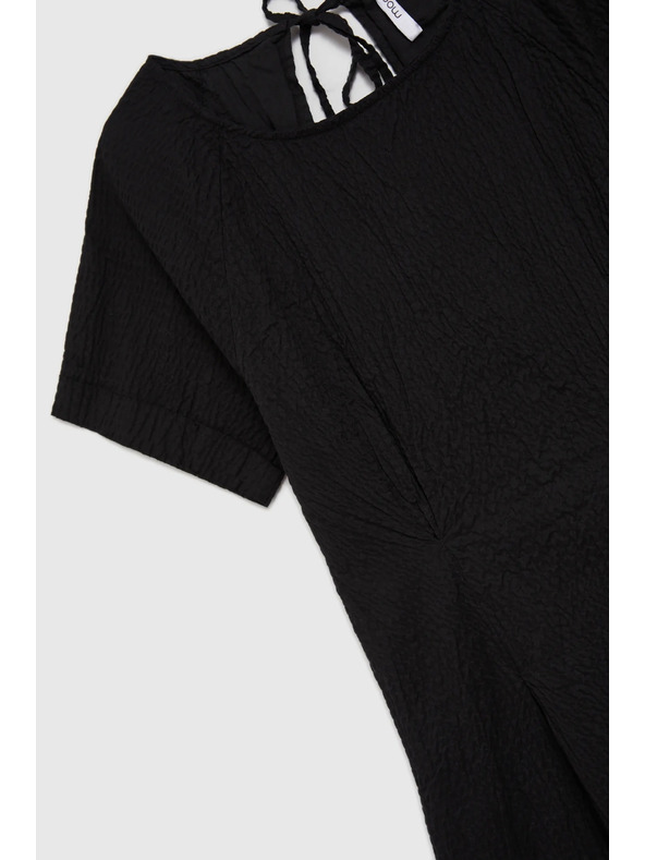 Moodo Черни памучни рокли с открит гръб Moodo