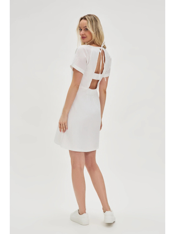 Moodo Бели памучни рокли с открит гръб Moodo