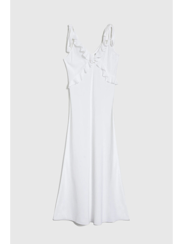 Moodo Бели миди рокли с воланчета на деколтето Moodo