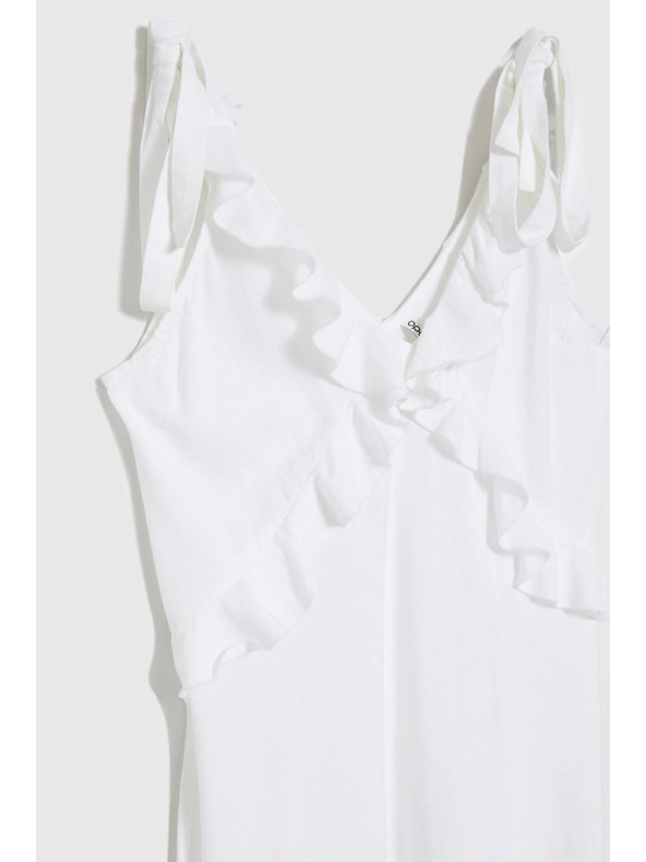 Moodo Бели миди рокли с воланчета на деколтето Moodo