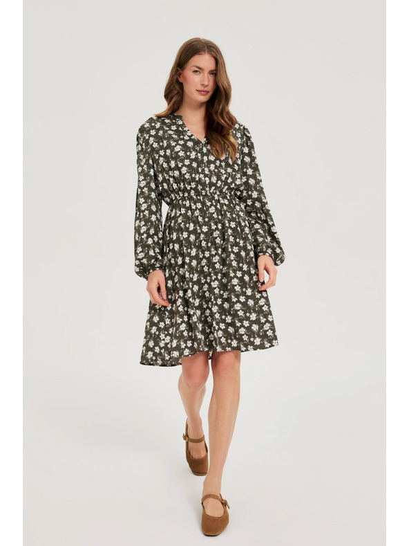 Moodo Разширени рокли с цветен десен в маслинено зелено Moodo