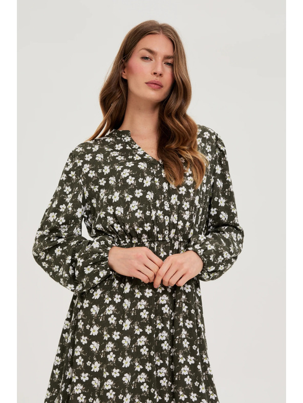 Moodo Разширени рокли с цветен десен в маслинено зелено Moodo