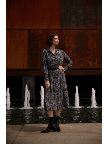 Moodo Вискозени сиви рокли с колан Moodo