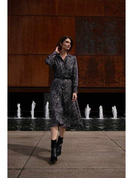 Moodo Вискозени сиви рокли с колан Moodo