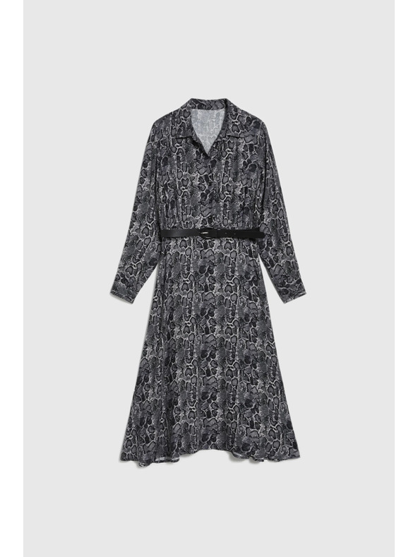 Moodo Вискозени сиви рокли с колан Moodo