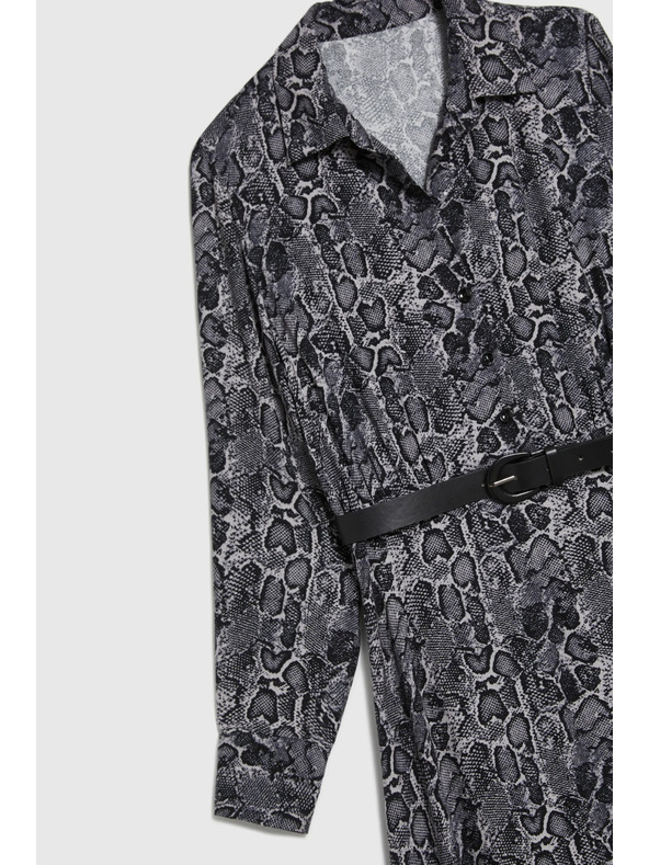 Moodo Вискозени сиви рокли с колан Moodo