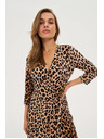 Moodo Бежови рокли с леопардов десен Moodo