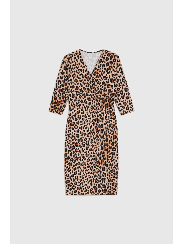 Moodo Бежови рокли с леопардов десен Moodo