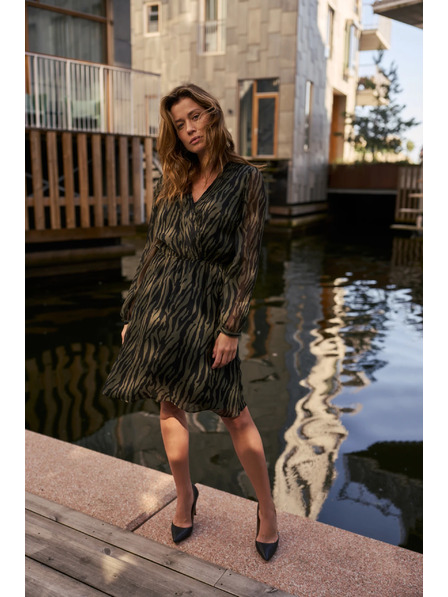 Moodo Маслинено зелени рокли със животински десен Moodo