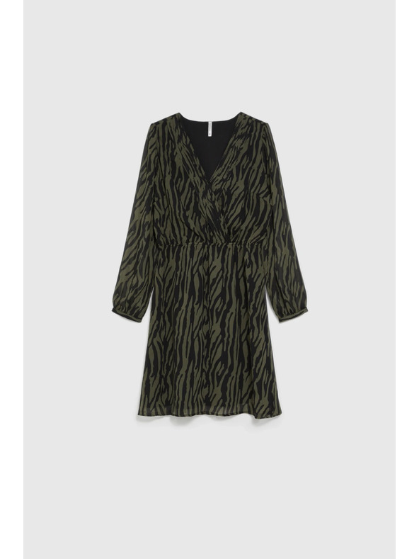 Moodo Маслинено зелени рокли със животински десен Moodo