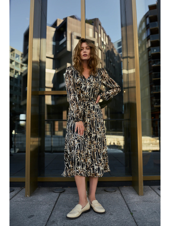 Moodo Черни рокли с растителен десен и колан Moodo