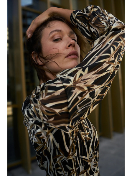 Moodo Черни рокли с растителен десен и колан Moodo