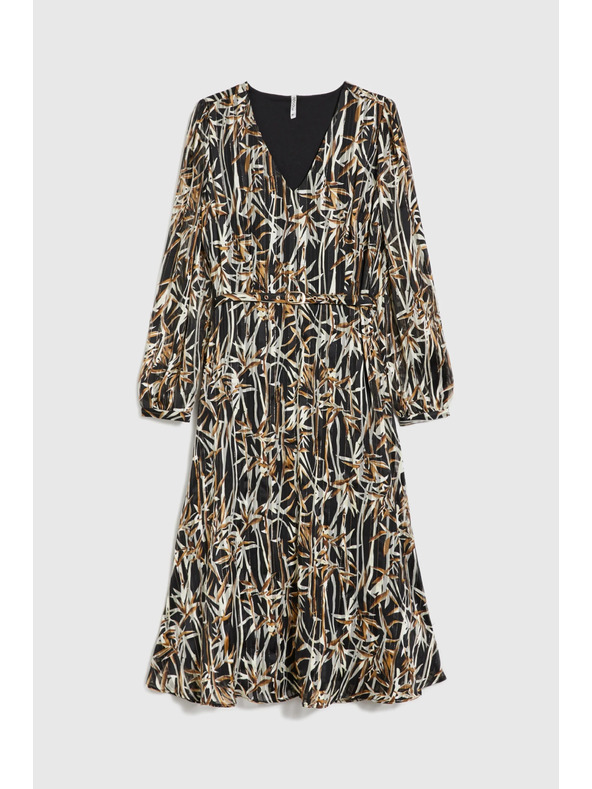 Moodo Черни рокли с растителен десен и колан Moodo