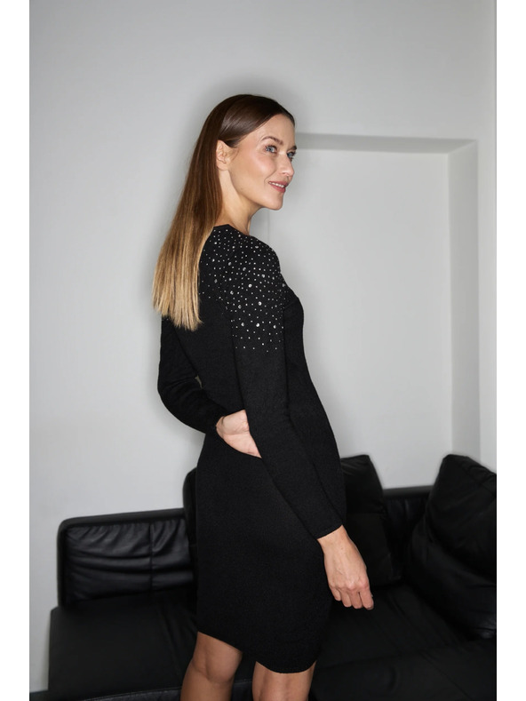 Moodo Прилепнали черни рокли с орнамент Moodo