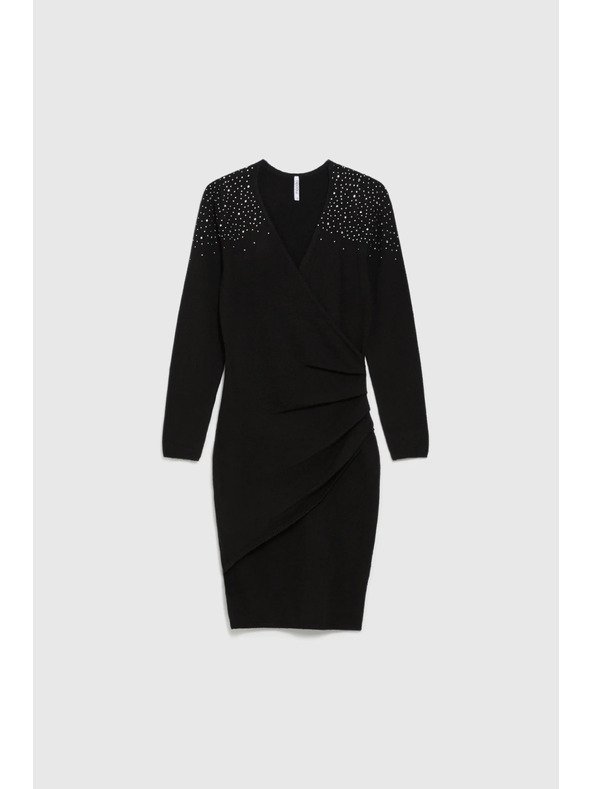 Moodo Прилепнали черни рокли с орнамент Moodo