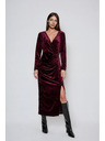 Moodo Бордо кадифени миди рокли Moodo