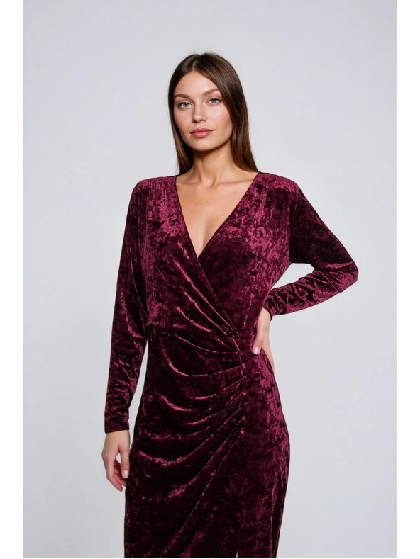 Moodo Бордо кадифени миди рокли Moodo
