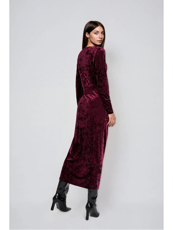 Moodo Бордо кадифени миди рокли Moodo