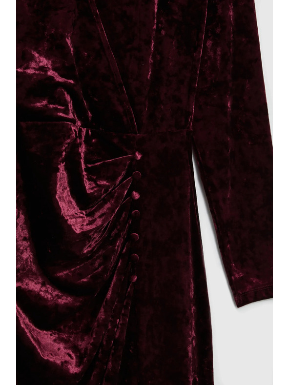 Moodo Бордо кадифени миди рокли Moodo