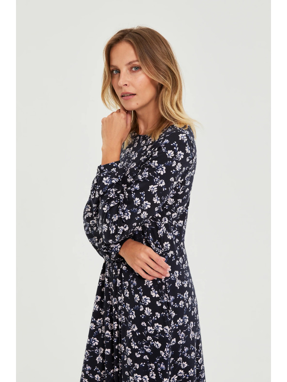 Moodo Тъмносини миди рокли с цветя Moodo