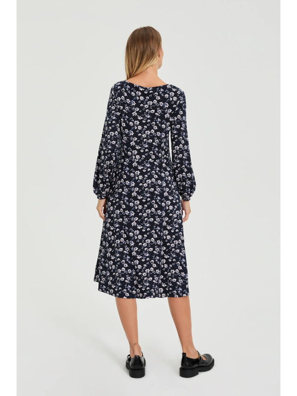 Moodo Тъмносини миди рокли с цветя Moodo