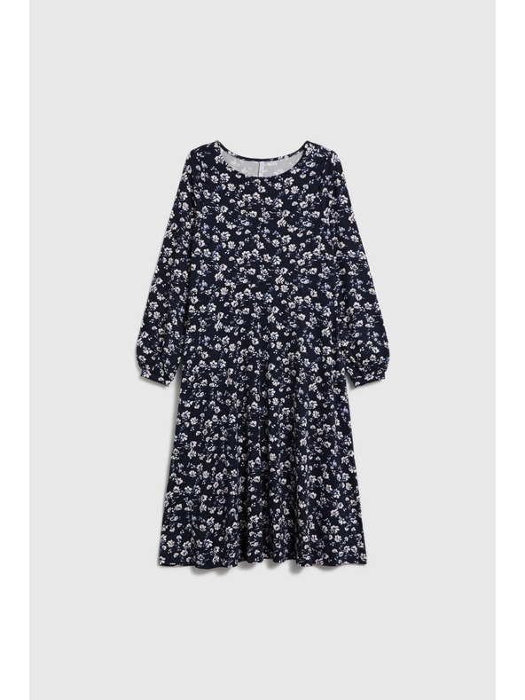 Moodo Тъмносини миди рокли с цветя Moodo